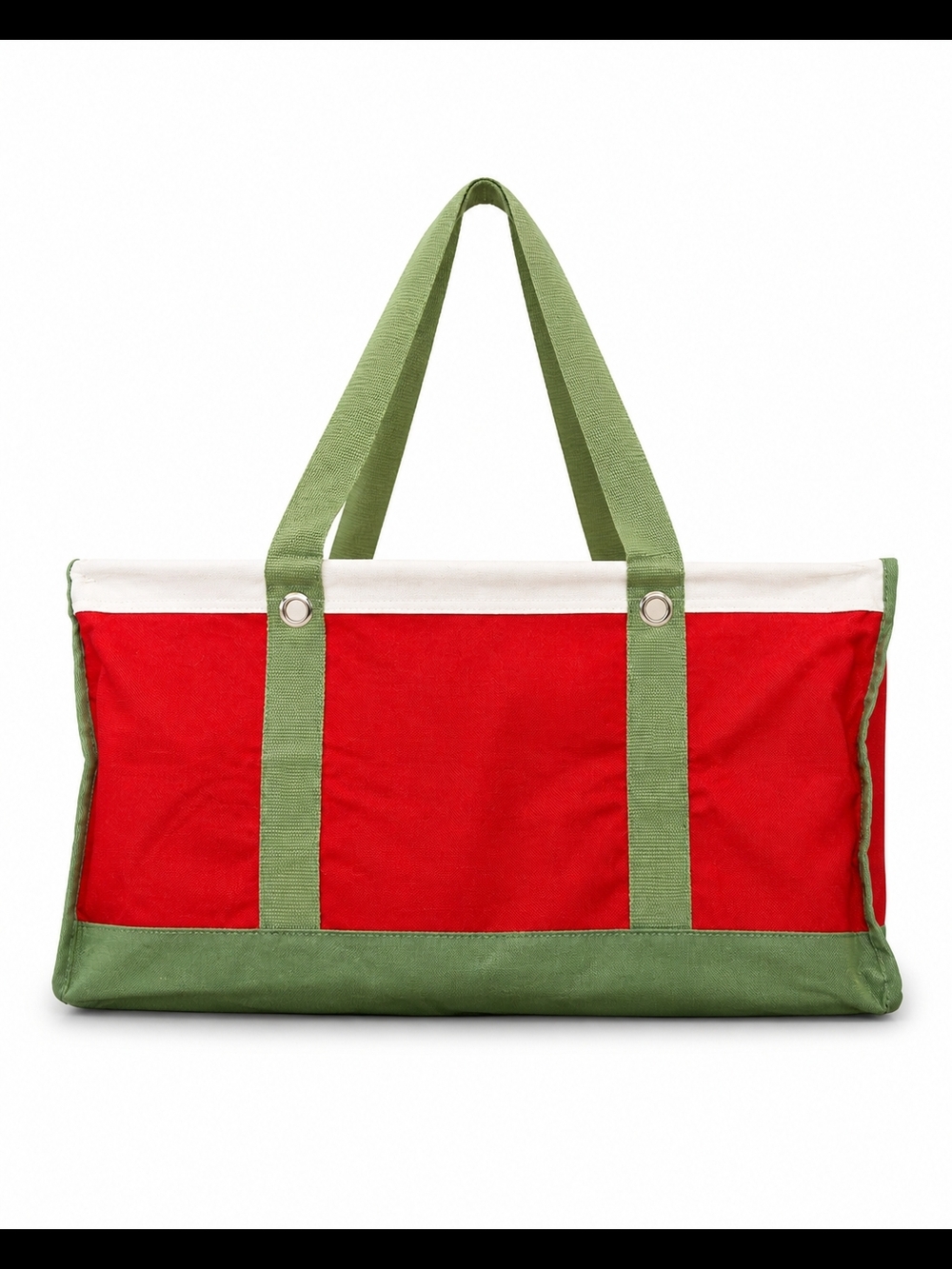 Thirty One Red and Green Large Utility Canvas Tote Bag